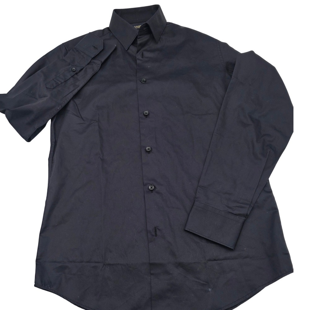 Cavalli Class Button Down Shirt Men 15.5 Blue/Black Lng Sleeve OXT05 #Minimalist